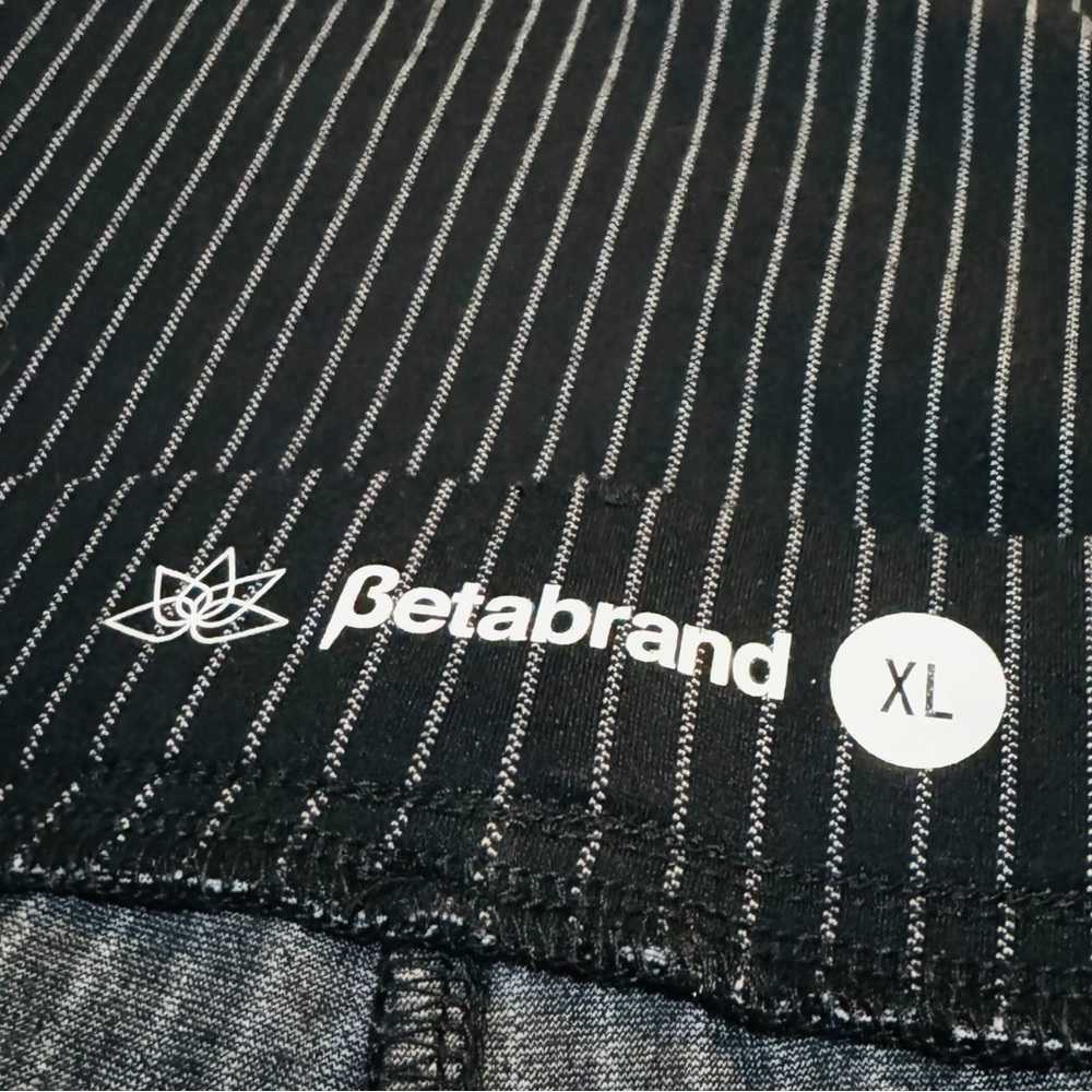 BETABRAND Pants Straight Leg Classic Pull On Black White Pinstripe Women’s XL - Picture 8 of 9